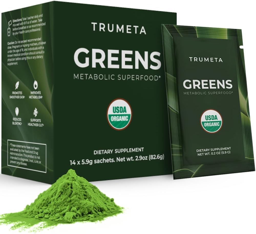 Zieloni w proszku Travel Packs - 14 Słupki do Pamięci, Trawienie I Najlepszy smak Super Zielonych Proszek z Organic Spirulina, Goji, Buraki, Pomegranat I Wegan, Non-GMO