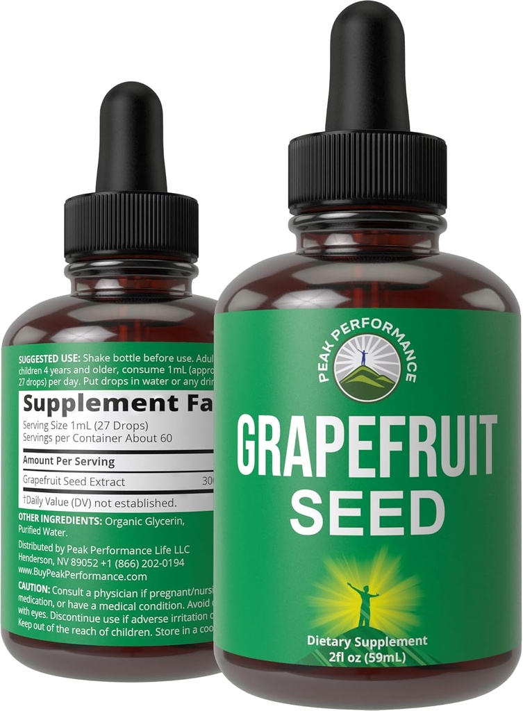 Grejpfrutowy ekstrakt z nasion płynnych suplement kropli. Wegański GSE Grejpfrut Seed Extract dla kobiet i mężczyzn. Zero cukru, Nie Bitter. dla immunologicznego, Poparcie pokarmowe. Gluten Free Oil. Weź Orally