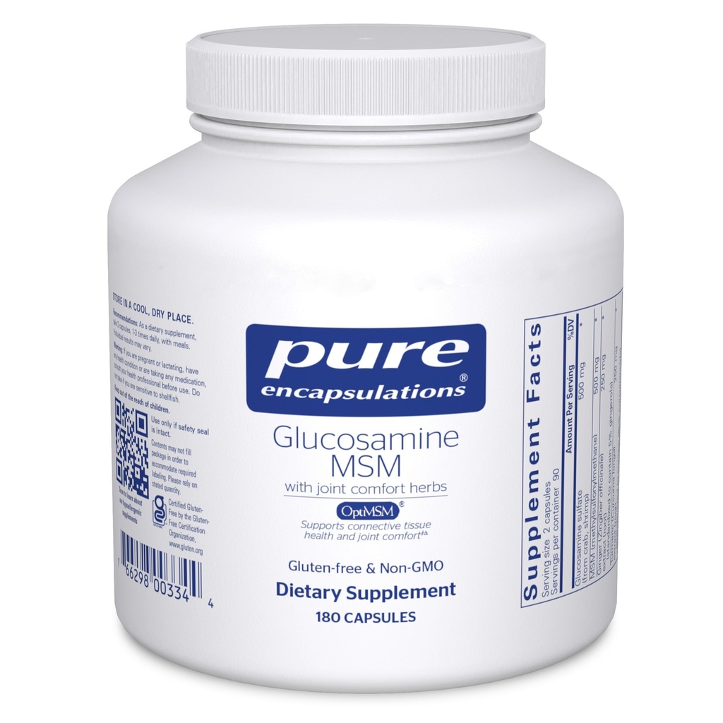 Pure Encapsulations Glucozamine MSM XI124; Supplement for Joint Support, Mobility, Comfort, Cartilage Health, and Connective Tissue * XI124; 180 kapsułki