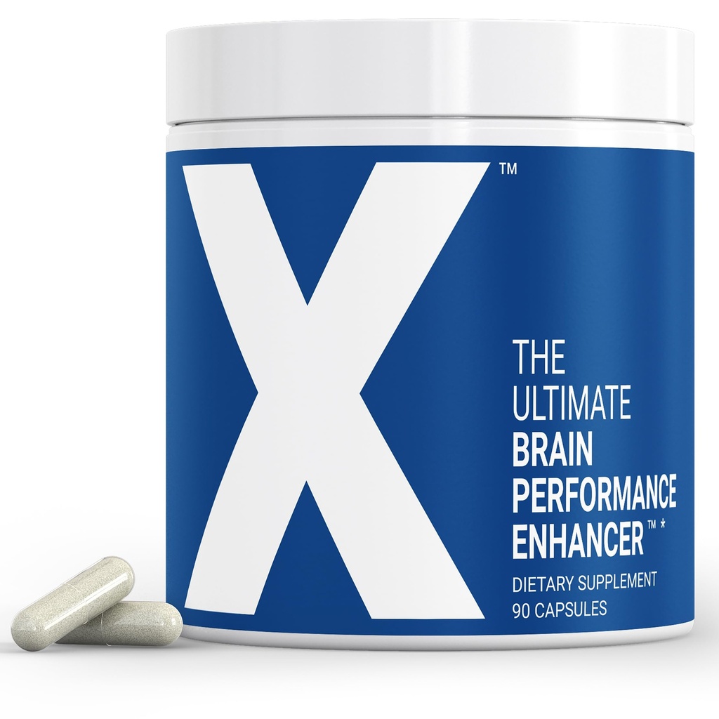 X - Ultimate Brain Performance Enhancer - Najsilniejsza kapsułka na świecie suplement mózgu - Zwiększ ostrość, Energia, Pamięć, Koncentracja, Produktywność - Backed by Science - Nootropic Stack