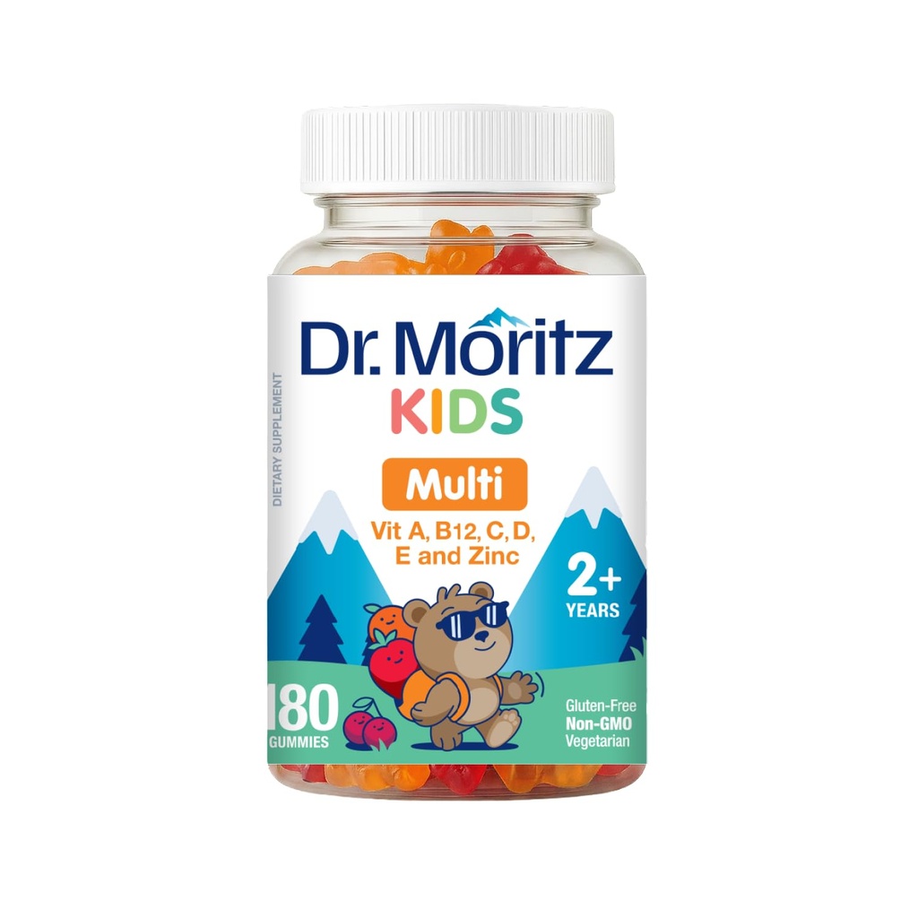 Dr MORITZ Kids Multivitamin Gummies - z Kids Vitamin A C D E B6 B12 Cynk & More- Kompletne Daily Support- Wegetarianin & Non-GMO Multivitamin dla dzieci (180 Count)