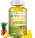 Glucynian magnezu 400mg, Tauran magnezu wolny od cukru, Suplement jabłkowy z witaminą D, B6, CoQ10 dla relaksacji, Relief stresowy, Mięśnie, Podparcie kości i snu - 60 Gumiaki ananasowe