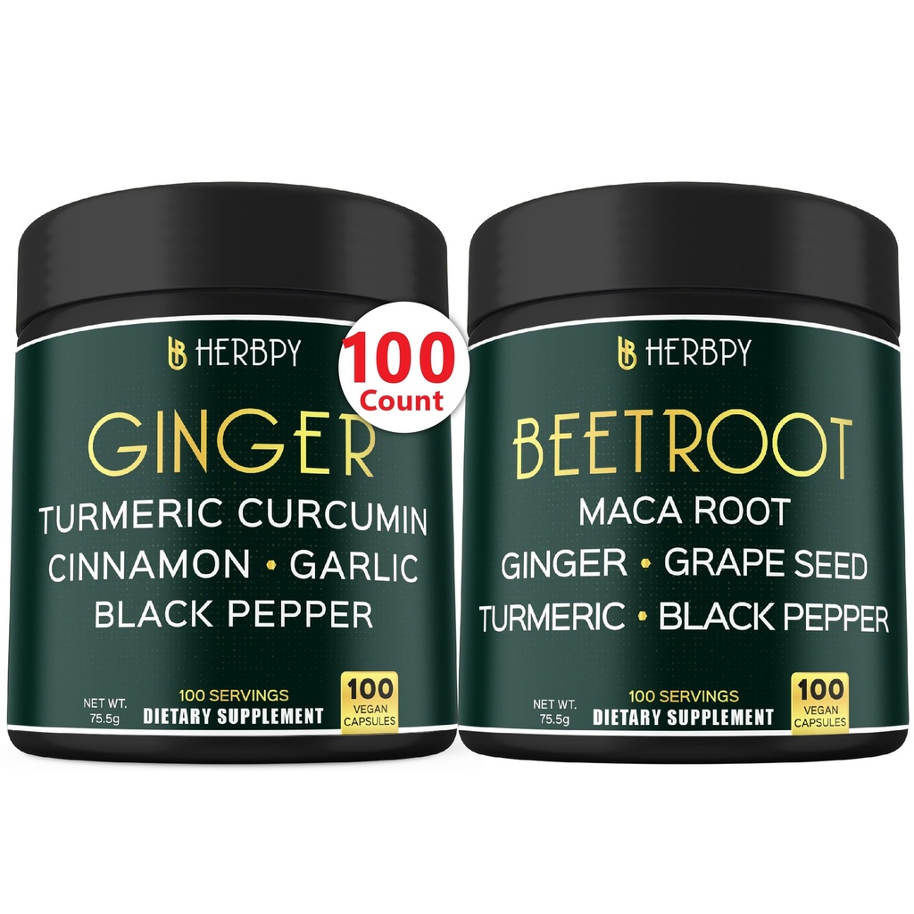 Paleta 5in1 Ginger Supplement & 6in1 Buek Korzeń kapsułki - Pomaga Heart Health, Immune i Digestive