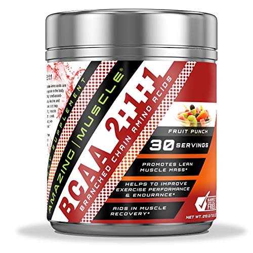 Amazing Muscle BCAA 2: 1: 1 Branched Chain Amino Acids Supplement Equipment 124; 6000 Mg Per Serving Agriculture 124; Fruit Punch Flavor Agriculture 124; 30 Servings