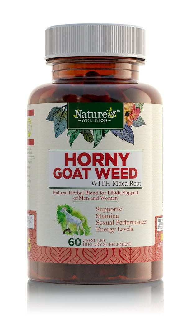 Horny Goat Weed Extract with Maca, Tribulus, L-Arginine, Ginseng - Enhance Energy & Performance for Men & Women - Boost Libido, Stamina & Sexual Health - 1000 mg Epimedium with Icariins Supplement