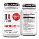 10X Health Probiotics for Men - 60 Capsules Immune Support Supplement & Probiotics for Digestive Health with Lactobacillus Rhamnosus, Acidophilus & Bifidobacterium Probiotic for Gut Health