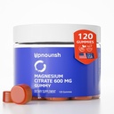 Gummy magnezowe UpNourish dla dorosłych i dzieci Magnezu Cytrate Gummies 600mg, Suplement do Relaksacji Mięśnie, Kości i Digestive Health, Citrato de Magnesio, Wegan, Non-GMO, 120 Count