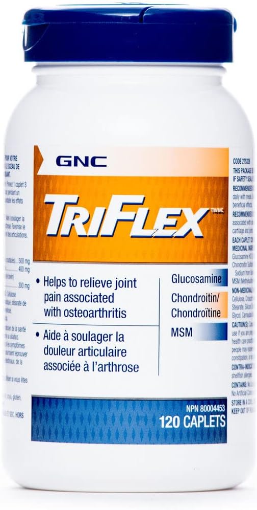 GNC Triflex Joint Support Caplets, Siła kliniczna, Glukozamina, Chondroitin, MSM, Mobilność, Komfort, Elastyczność, Chitlage Health, dla mężczyzn i kobiet, HSA FSA Kwalifikowalne, 120 Count, 40 Day Supply
