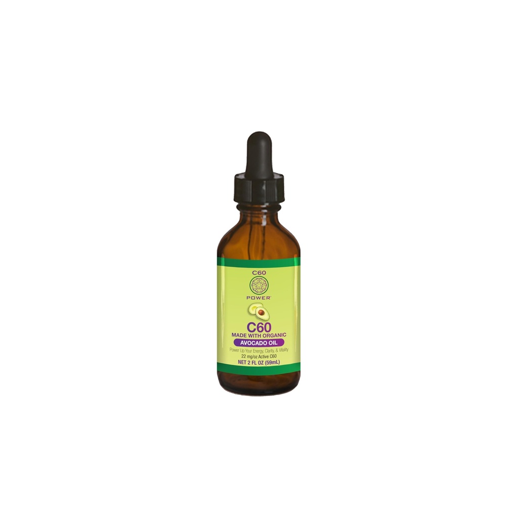 C60 Power C60 w organiczny olej awokado - Naturalne wsparcie dla odnowy biologicznej dla mężczyzn i kobiet, 99,99% Czysty węgiel Fullerenes, Promotes Energy, Mental Clarity, & Stamina - 2 fl oz Bottle