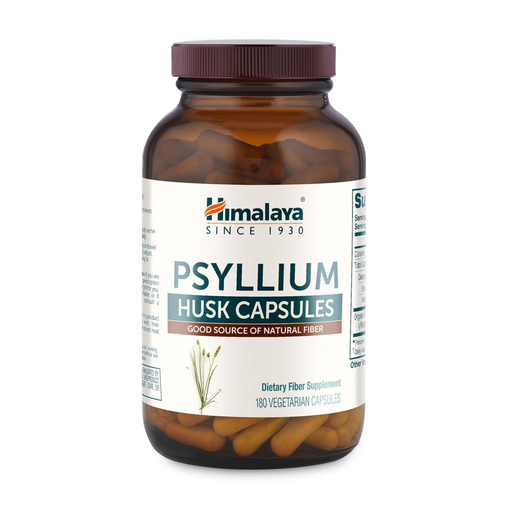 Kapsułki Himalaya Psyllium Husk - Codzienne Fiber Supplement for Support Digestive Health and Regularity - Vegan, Non-GMO, Sugar Free, Gluten Free, 180 Kapsułki