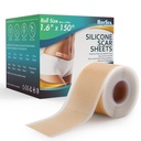Profesjonalne arkusze z silikonową blizną (1.6 "x 150" Scar Roll- 3.8M) - Leczenie usunięcia blizn - wielokrotnego użytku taśmy z silikonową blizną typ dla Kloida, C- Sekcja, Chirurgia, Burn, Trądzik i