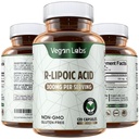 Wegańskie Labs R- Kwas lipoinowy 300MG, 120 Vegan Capsules- Wspiera energię komórkową i ochronę przeciwutleniającą - Gluten Free, Non-GMO, Stabilizowany suplement R- ALA - 4 Miesiąc Dostawy