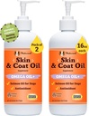 Natural Dog Company 2 Pack - 16 oz. Skin and Coat Oil, Supports Skin Health, Fish Oil Supplements for Dogs, Fatty Acids, Antioksydant, for Multi Dog Families, Large Breed Dogs, 32 oz. Wartość