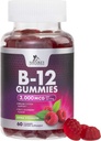 B12 Witaminy Energy Gummies 3000 mcg - Dodatkowa siła B 12 Gummy do wsparcia metabolizmu i układu immunologicznego - Żywność do żucia B12 Suplementy dla dorosłych i dzieci Kofeina wolna Gummy Witamina - 60 Gummies
