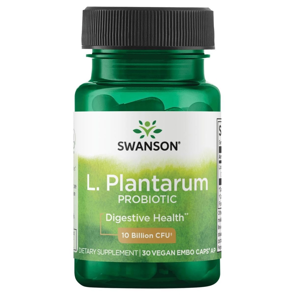 Swanson L. Plantarum - Suplement diety Promowanie równowagi żołądkowo-jelitowej & Regularność jelit - Naturalna formuła, aby pomóc zmniejszyć wzdęcia - (30 Kapsułki wegetariańskie)