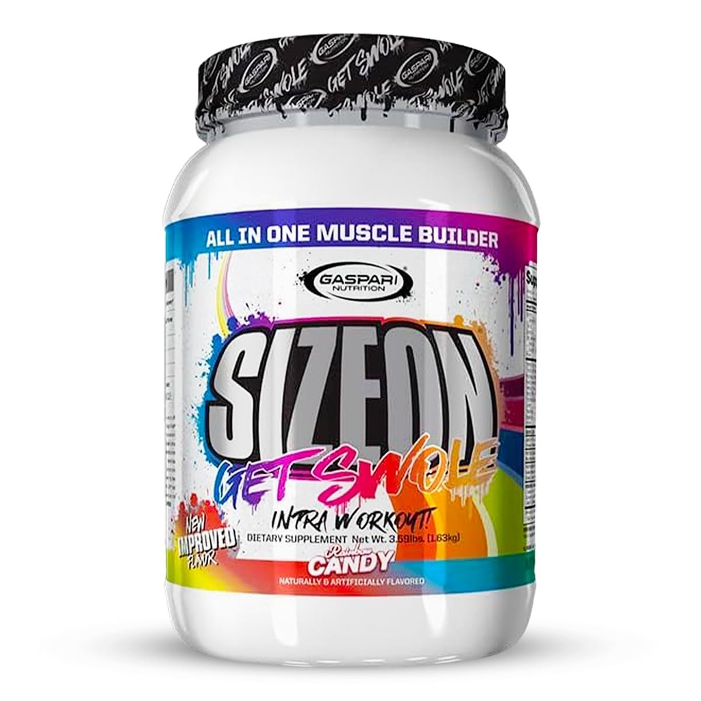 Gaspari Nutrition SizeOn, Ultimate Hybrid Intra- Workout Amino Acid & Creatine Formuła, Zwiększona objętość mięśni i Odzysk mięśni (3.59 Funds, Rainbow Candy)