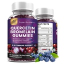 (2 opakowania) Gumiaki kwercetyny z bromelainą Cynk Witamina elderberry C D3 K2, Quercetin 1000mg Suplement z bromelainem 500 mg dla układu sercowo-naczyniowego, układu immunologicznego i alergii, guma wegańska dla dorosłych i dzieci