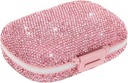 Cute Pill Organizer Small Bling Pill Case for Purse Medicine Vitain Container Daily Pill Box Container for Women Travel Medicine Kit (Pink)