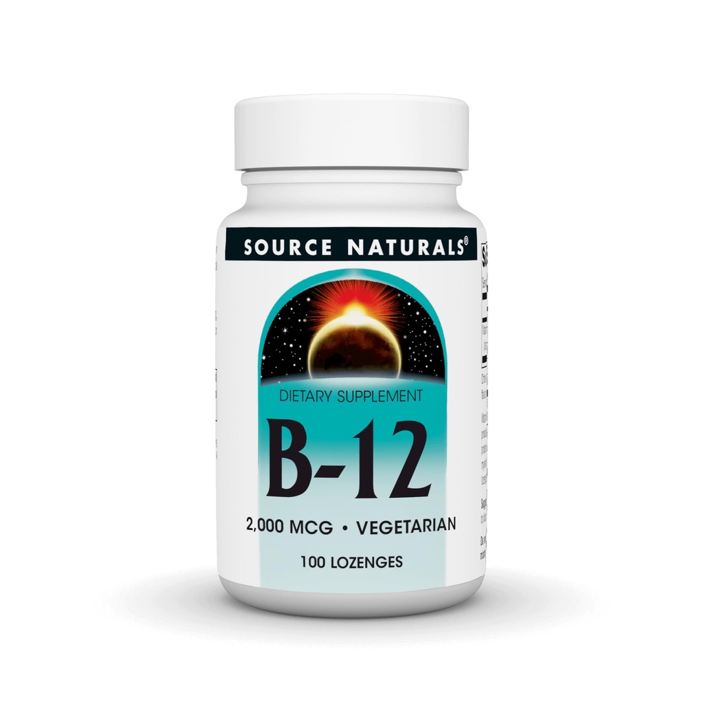 Źródło Naturals Witamina B- 12, 2000 mcg wspiera produkcję energii - 100 Lozenges
