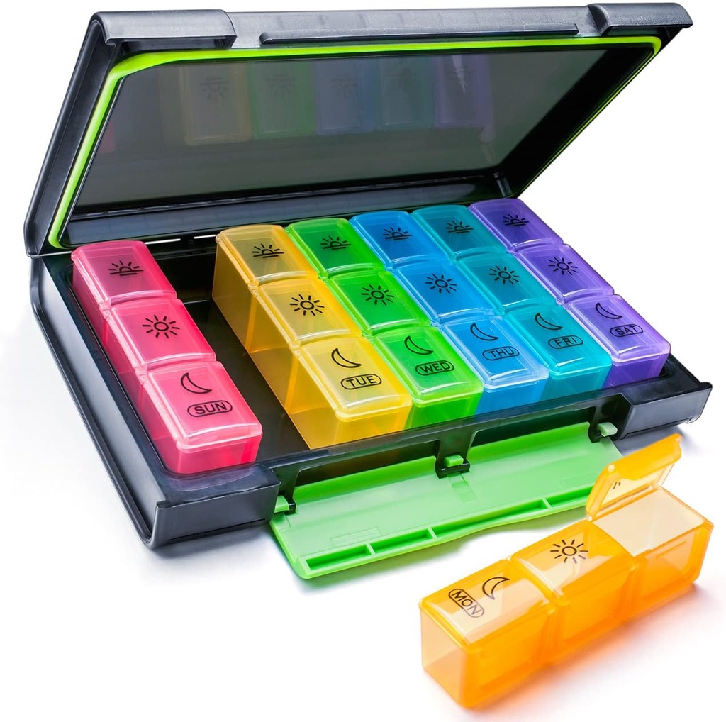 Cotygodniowa organizatorka pilek, 7-dniowa skrzynka na pióro (3- times- A- Day) Przenośna do podróży z moisture- Proof Design Pill case to Pills / Witamina / Olej rybny / Suplementy