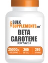 BulkSupplements.com Beta Carotene 25000 IU Softgels - Suplement witaminy A, Suplementy beta Carotene - dla wsparcia oczu, Gluten Free, 1 Softgel per Serving, 365 Count (Pack of 1)