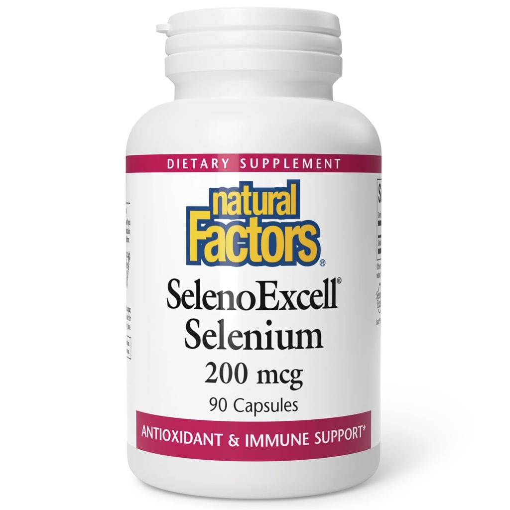 Czynniki naturalne, SelenoExcell Selenium 200mcg, przeciwutleniacz i wsparcie immunologiczne, 90 kapsułki