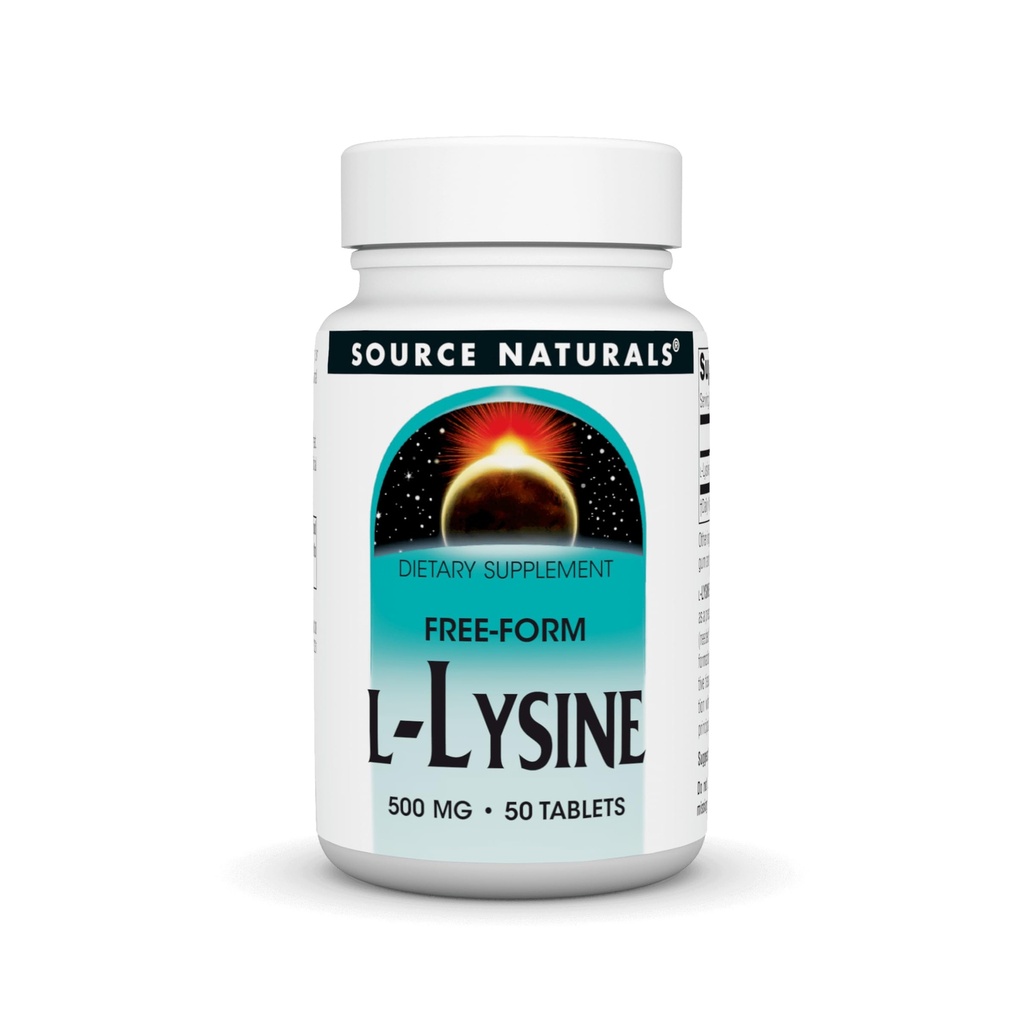 Źródło Naturals L- Lysine Free Form -Amino Acid Supplement Supports Energy Formation & Collagen * - 500 mg- 50 Tablets
