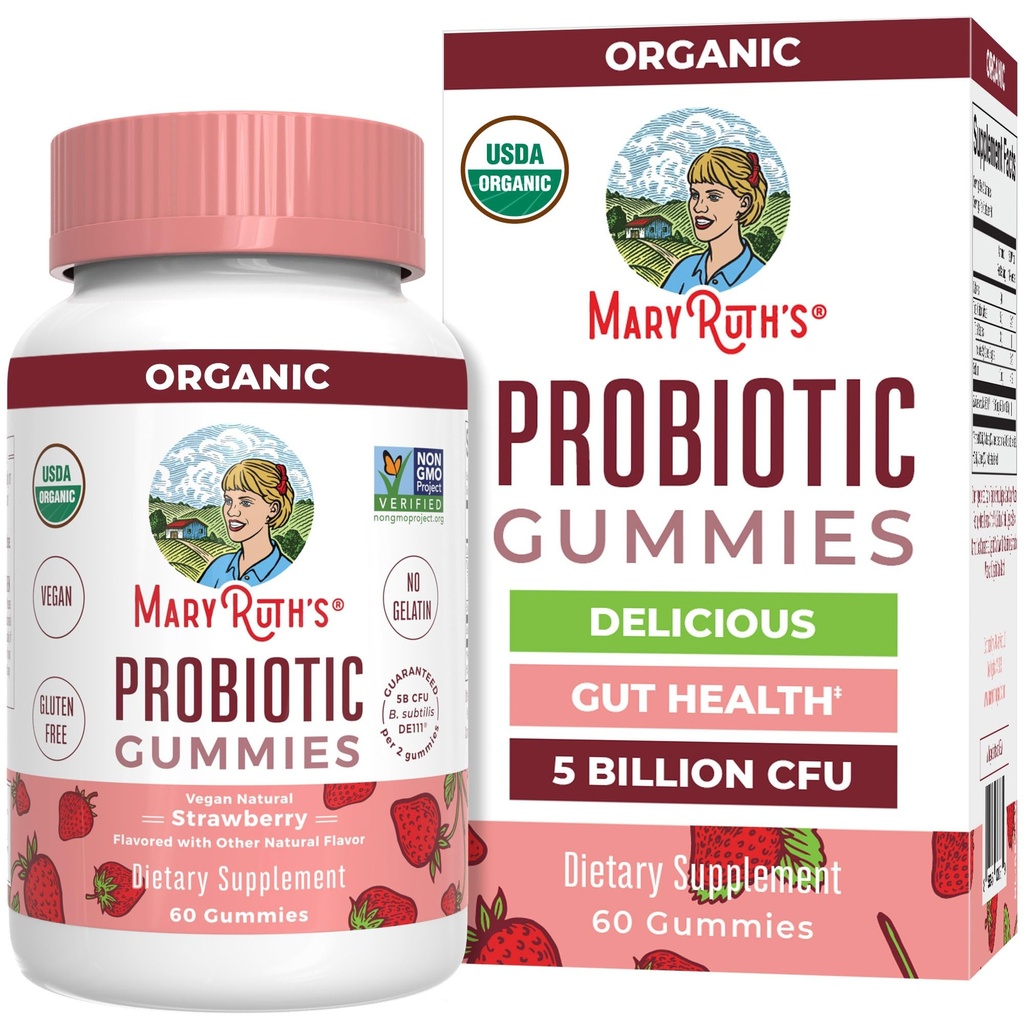 MARYRUTH 'S USDA Organic Probiotic Gummies Probiotic Digestive Support 124; Immune Support Assembly 124; Digestive & Gut Health Supplement Assembly 124; 5 Billion CFU Amplitude 124; Vegan Amplitude 124; Non-GMO Amplitude 124; Gluten Free Amplitude 124; 60 Count