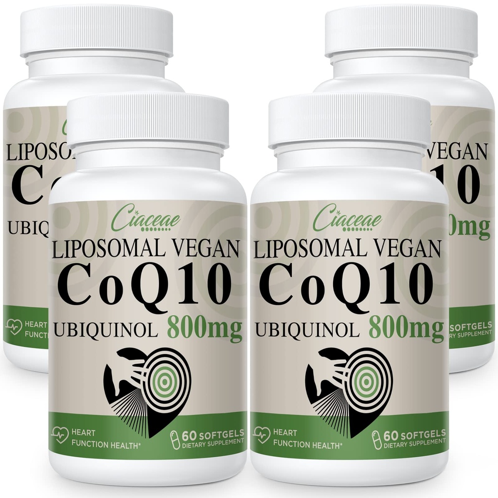 Liposomal CoQ10 800mg Ubichinol Softgel, Max Absorpcja Ubichinol Koenzym Q10, Ubichinol CoQ10 Suplement do Przeciwutleniacza, Funkcje serca i produkcji energii, Pure CoQ10 800mg, 240 Softgels wegańskie