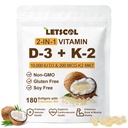 2- in-1 Witamina D3 K2 Suplement Softgel, Witamina D3 10000 j.m. i Witamina K2 200 µg, K2 MK7 z D3 Suplement Witaminy Wsparcie immunologiczne, Serce, Joint, Zęby i kości Zdrowie