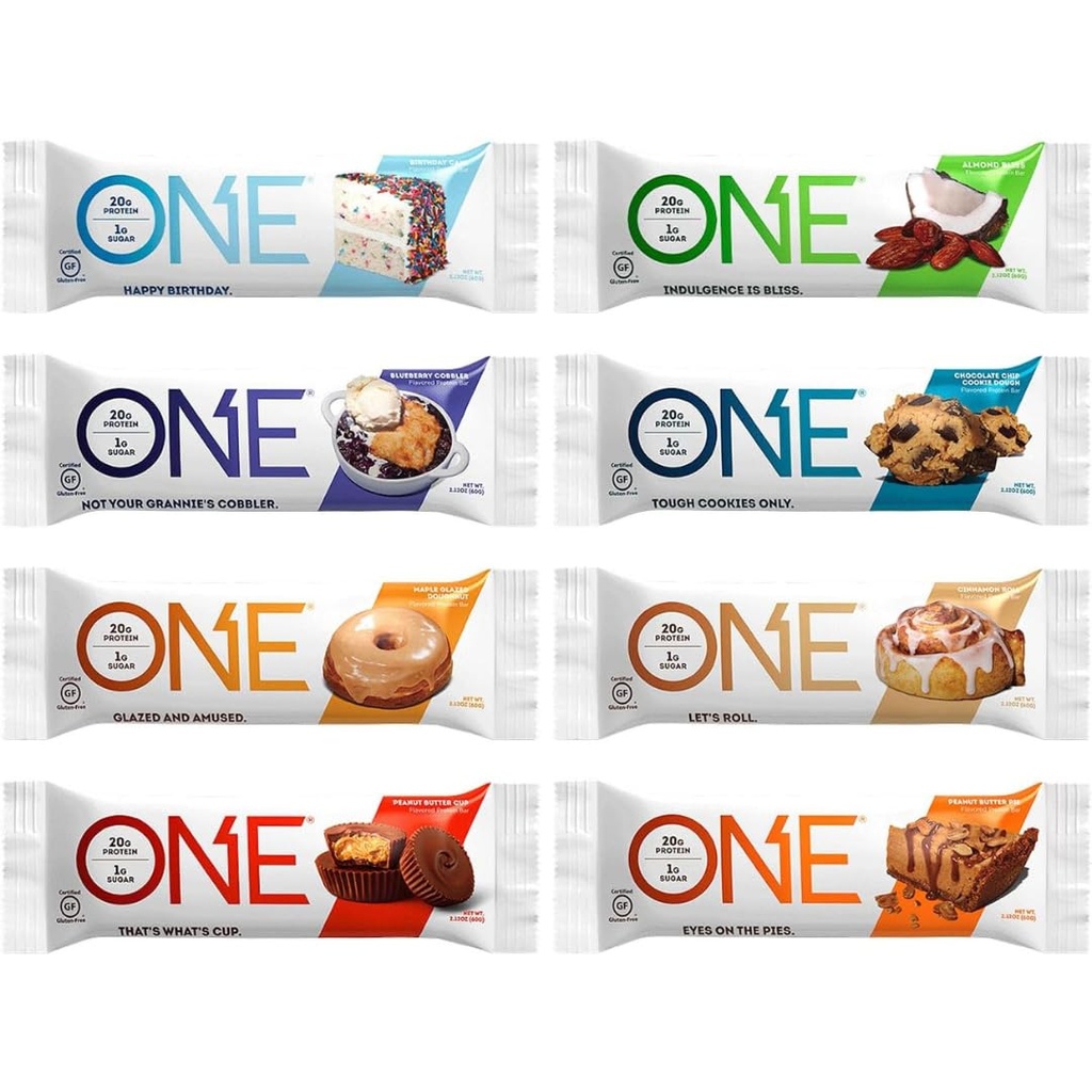 One Protein Bars, Sampler Variety Pack, Gluten Free z 20 g Protein i 1 g cukru, spiżarnia Staples, 2.12 oz (8 Count)