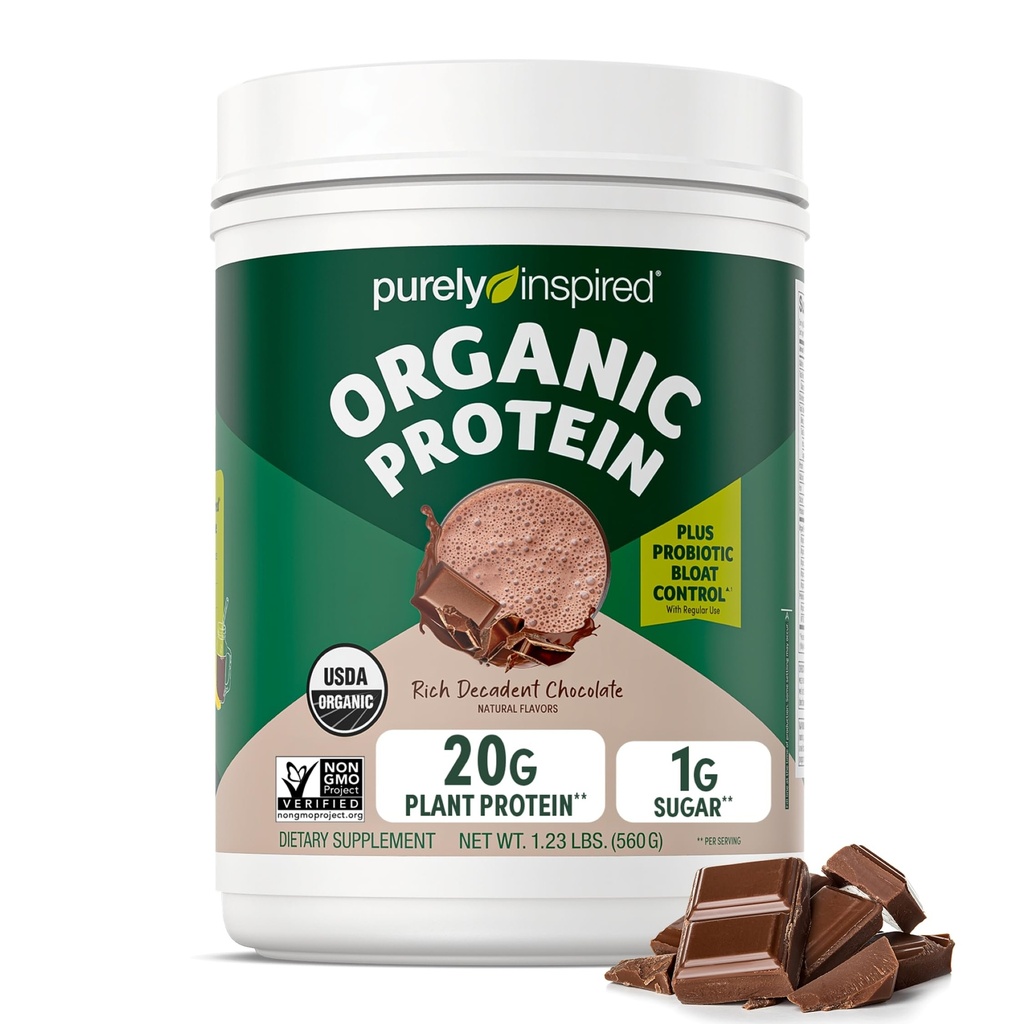 Proch do protein opartych na płynach, bogata dekadencka czekolada (16 Serw) - Wegańska & Organiczna - 20g proszku z protein grochowych do koktajli i shake - bez barwnika, bez glutenu