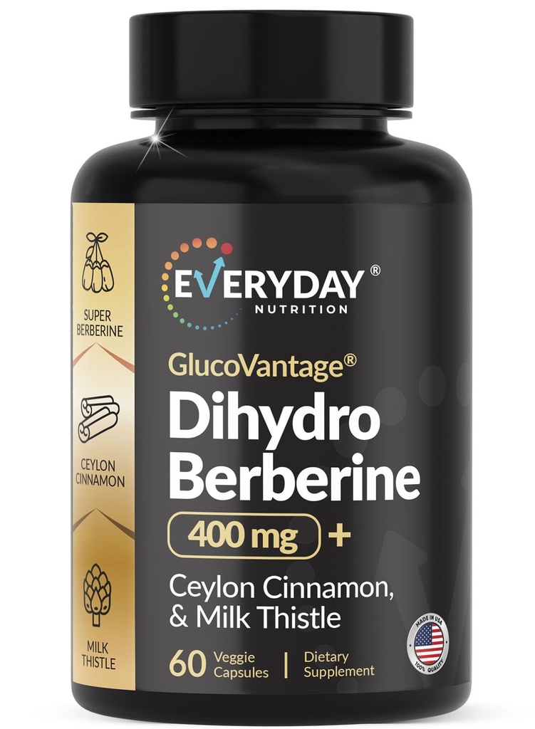 Dihydroberberine Supplement 5X Absorption - Blood Sugar & Glucose Support - Premium High-Absorption Formula with Ceylon Cinnamon & Milk Thistle - Non-GMO, Made in USA - 60 Capsules