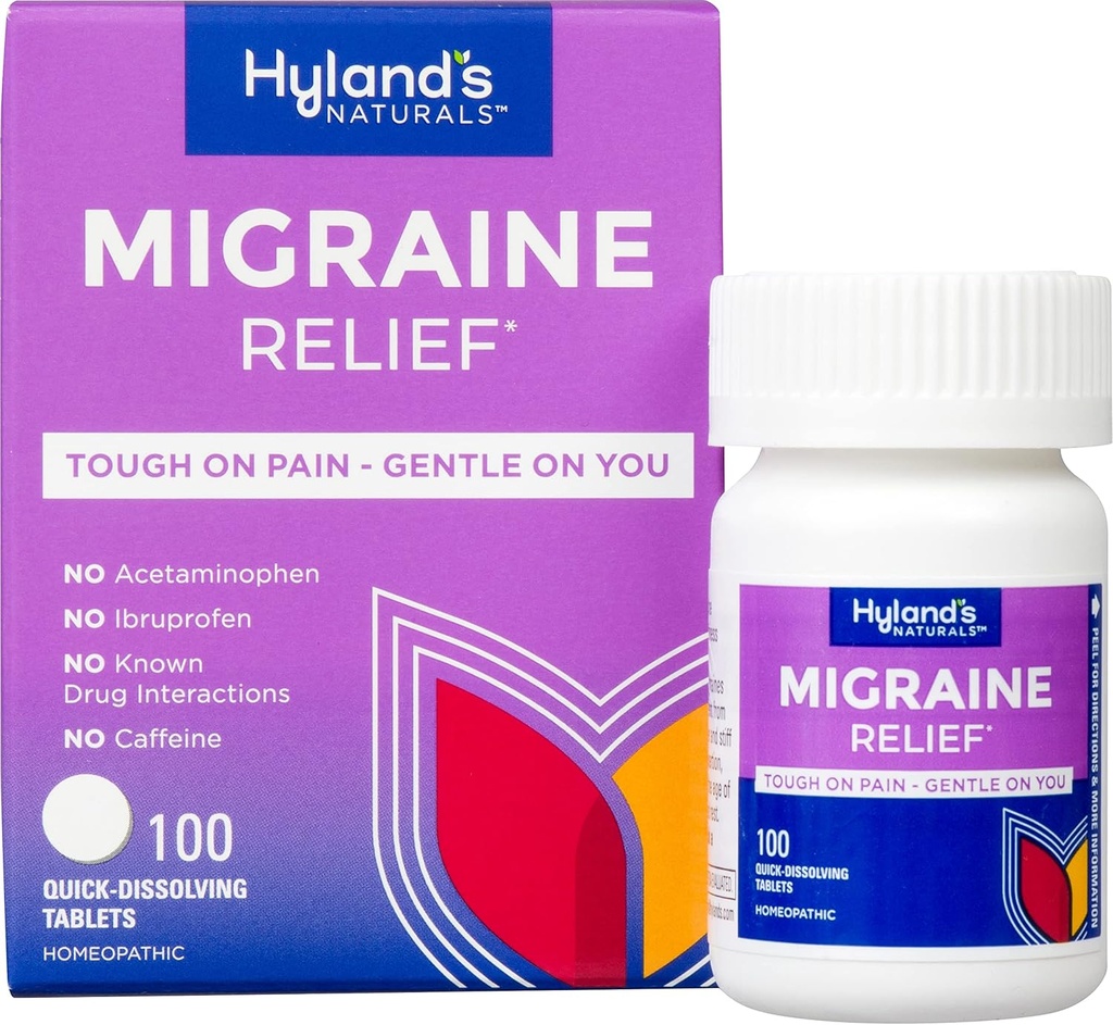 Hyland Migrena Ból głowy Natural Pain Relief Tablets, Opakowanie po 1, 100 Hrabia (Opakowanie może Vary)