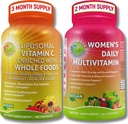 Antyoksydant & Immunity Support Bundle - Liposomalna witamina C 1500mg z organiczną acerolą Cherry & Camu Camu + Daily Multivitamin z żelazem, Superfoods, Probiotyki i Enzymy - Wegan, Non-GMO