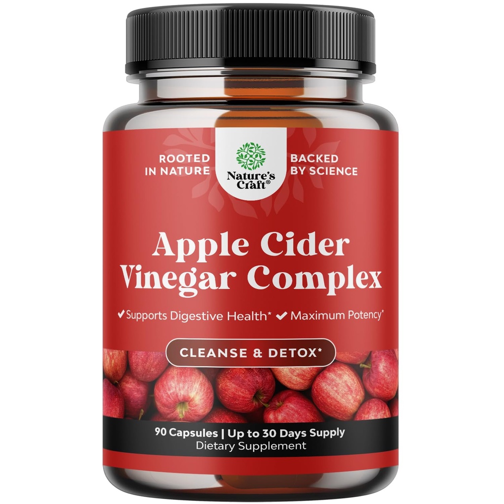 Oczyszczanie Jabłka Cider Capsules - ACV Cleanse i Detox Pills for Gut and Digestive Health with Slimming Cayenne - Extra Force ACV Capsules for Gut Cleanse and Full Body Detox (30 Servings)