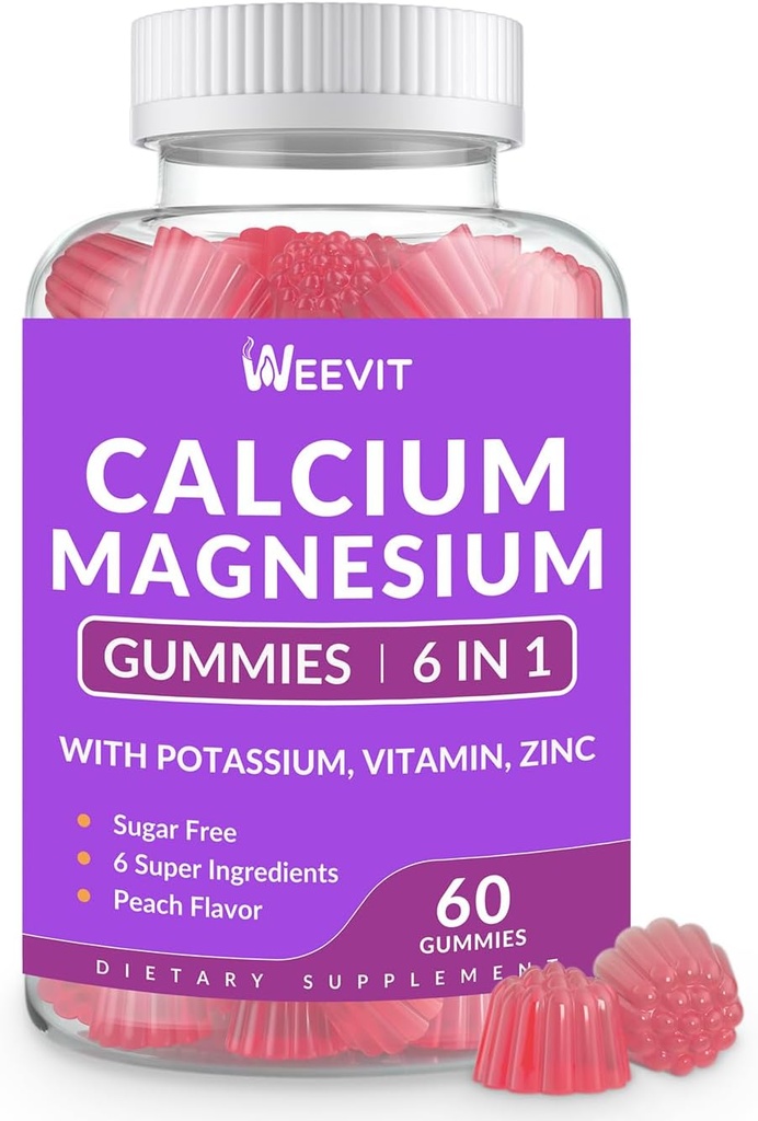 Sugar Free Gummie wapnia Suplement 600mg, Gummie cynku wapnia Magnezu z witaminą D3 K2, Potas, Gummy wysokiej absorpcji CA dla kości, Zęby i mięśnie