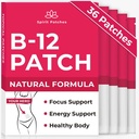 B12 Patches (Pack of 36) - 100% Natural witaminy Patches for Women, Energy, Focus & Body Support, Self- Adhesive Transparent Patches - Enhanced Formula