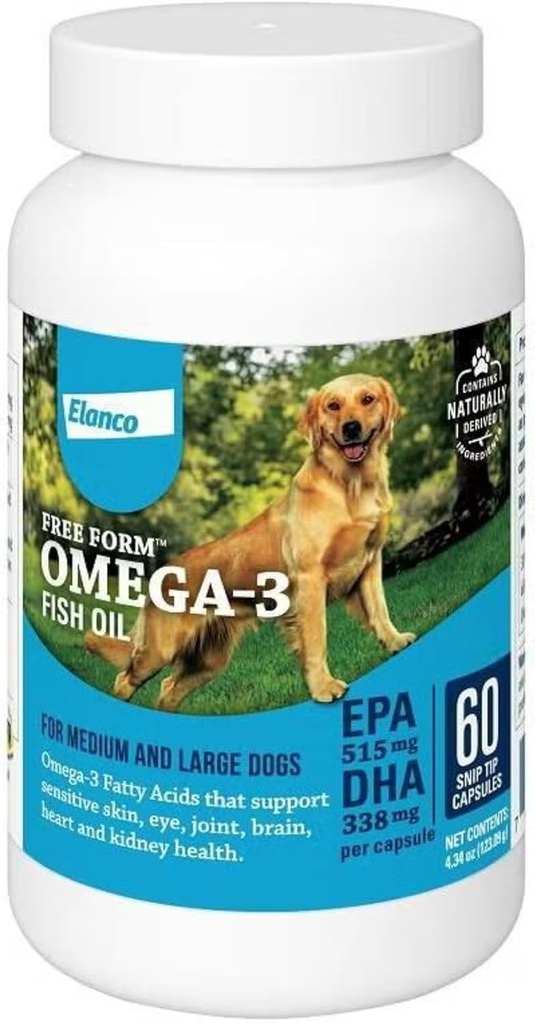 Porady Snip Omega-3 Fish Oil Liquid Supplement for Medium & Large Dogs, 60 Count