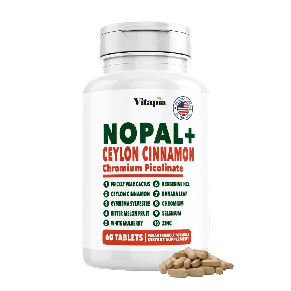 Vitapia Nopal Cactus Extract for Antioksydant, Skóra, Metabolizm, Wellness, Heart Health Support - 60 Multi Capsules - Nie GMO, Gluten Free Supplement