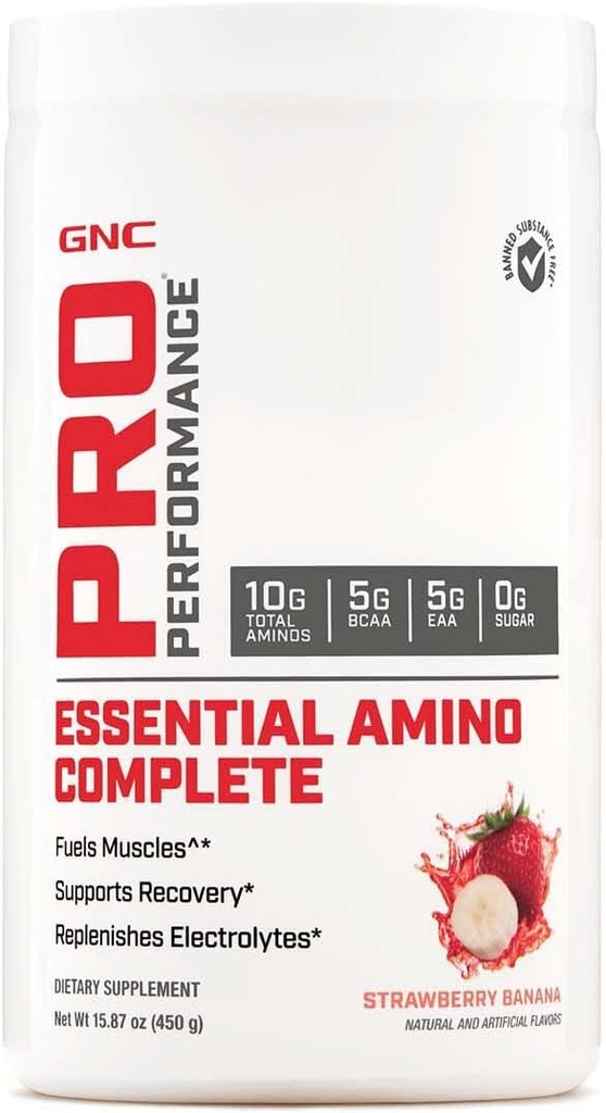 GNC Pro Performance Essential Amino Complete, Strawberry Banana, 15.87 oz., Wspiera odzysk mięśni