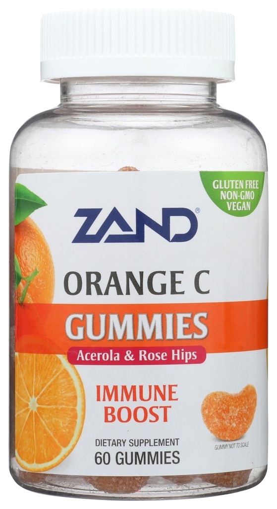 ZAND Odporność Pomarańczowe Gumiaki witaminy C, Wellness i suplement wsparcia immunologicznego, Witamina C do żucia w / Citrus Bioflavonoids, Rose HIPS i Acerola, Wegan, Gluten Free, 60- Day Guarantee, 30 Sługi