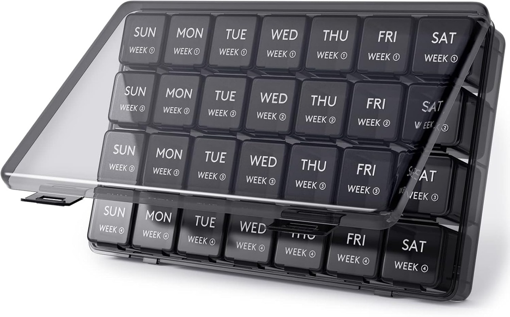 Lifewit Monthly Pill Organizer, 28 Day Pill Box, 4 Tygodnie One Month Pill Cases, Duże Komory Medicine Organizator dla witamin, Oleje rybne, Suplementy