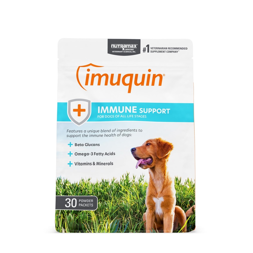 Nutramax Laboratories Nutramax Imuquin Immune Health Supplement Powder for Dogs, z Beta Glucans, Marine Lipids, Witaminy i Minerały, 30 Pakiety, Aktualizacja wersji