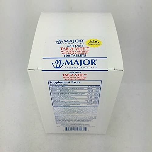 Major Pharmaceuticals Tab- A- Vite with Beta Carotene Multiple Vitamin 100 Tablets (3 opakowania)