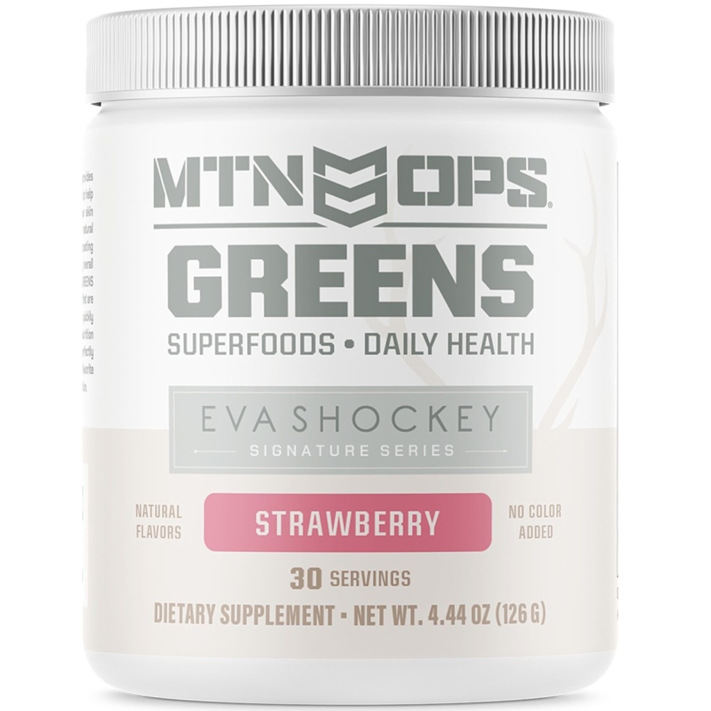 MTN OPS Eva Shockey Signature Series Super Zielone Organiczne Super Foods Proszek, Truskawka, 30 Służenia, Truskawka, 4.4 Ounce