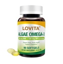 Lovita Algae Omega-3, Vegan i Plant- based DHA & DPA, Fish Oil Alternative, 1000mg Algae Oil, Support Heart and Brain Health, Carrageen- Free, 90 Softgels