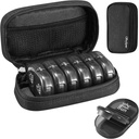 Serfeymi Cotygodniowy Travel Pill Organizator 2 razy w ciągu dnia PM Zmodernizowany Black Pill Box 7 Dzień z Portable Zipper Canvas Pill Case, Medicine Organizer for Pills, Witaminy, Suplementy, Oleje rybne - Czarny 01