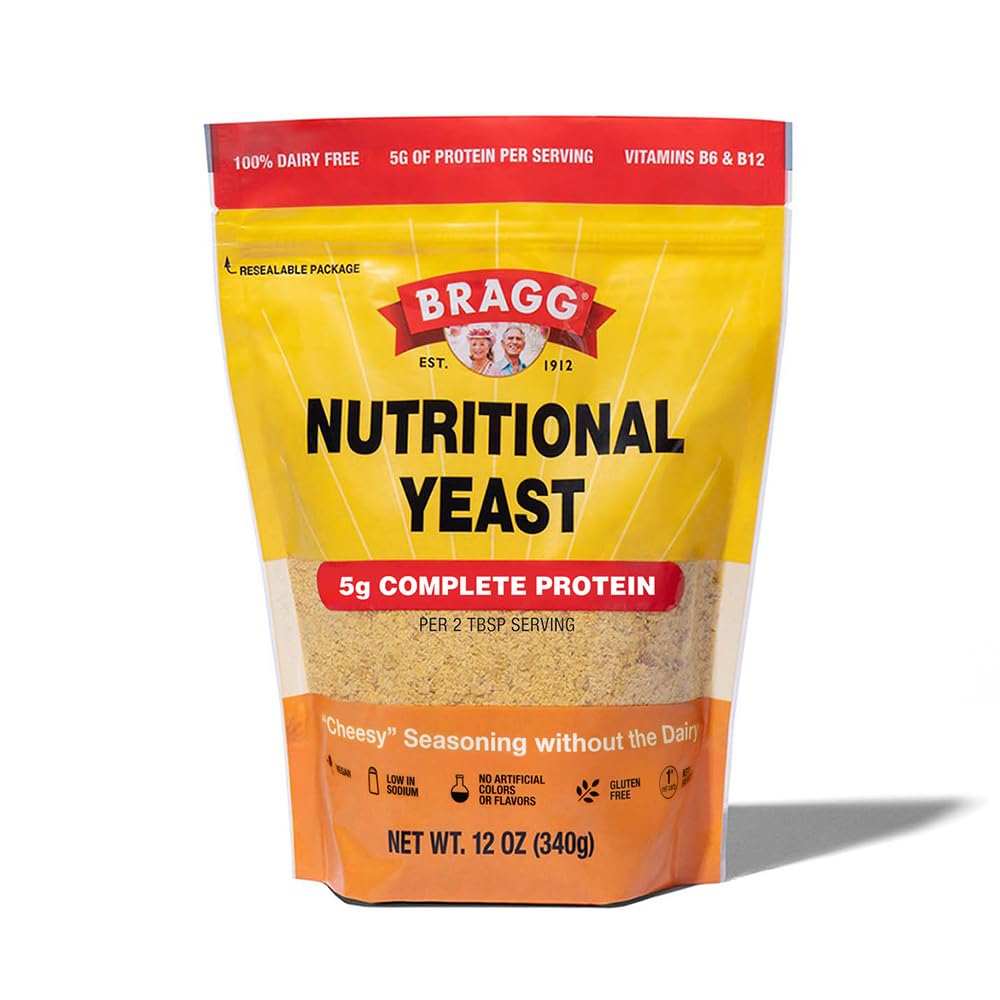 Bragg Premium Nutritional Yeast Seasoning - Wegan, Gluten Free - Good Source of Protein & Vitamin - Nutritional Savory Parmesan Cheese Substitute (Oryginalny, 12 Ounce (Pack of 1))