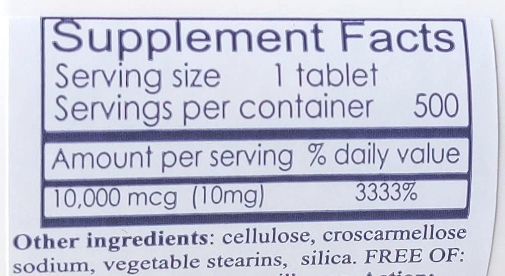HealthyNatural Biotin 10 000 µg (500 tabletek) na wzrost włosów, Skóra, silne paznokcie, biotyna 10 mg